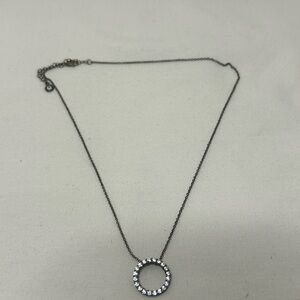 Delicate Clear Rhinestone Circular Pendant Necklace